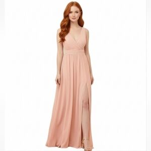 SM NWT Lulu's Thoughts of Hue Blush Surplice Deep V Maxi Dress